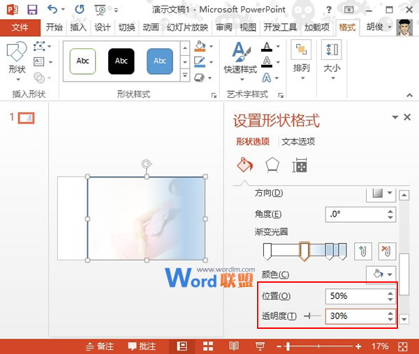 PowerPoint2013图片处理：背景羽化